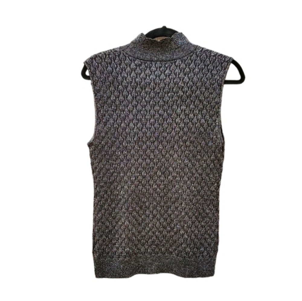 T Tahari Dressy Sleeveless Black Silver Thread Cowl Neck Size Medium